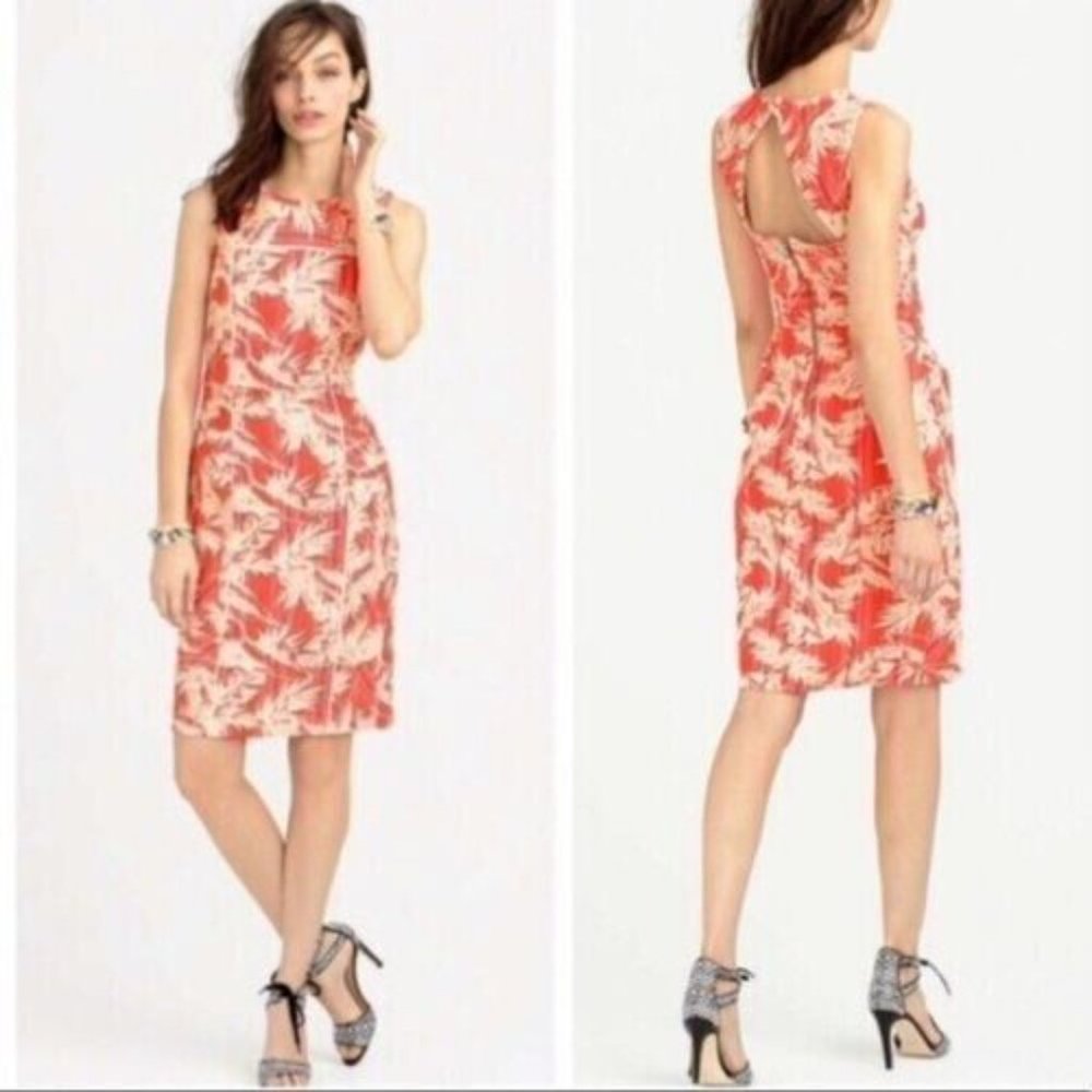 NWT J. Crew Sun-Faded Tropical Print Sleeveless Sheath Dress 8 WEDDING PREPPY